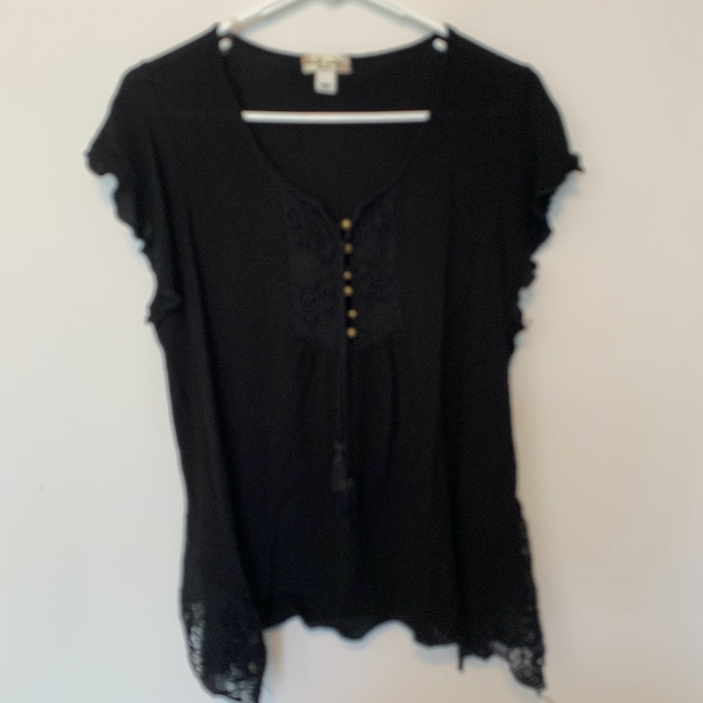 WORLD UNITY BLACK CAP SLEEVE TOP SIZE 3X - Picture 1 of 6